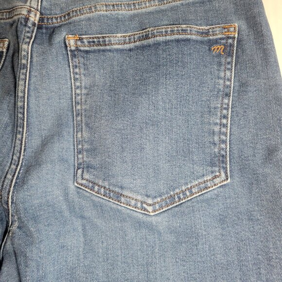 Madewell Womens Mid-Rise Kick Out Flare Raw-Hem Blue Cotton Blend Jeans Size 30 - Picture 11 of 11